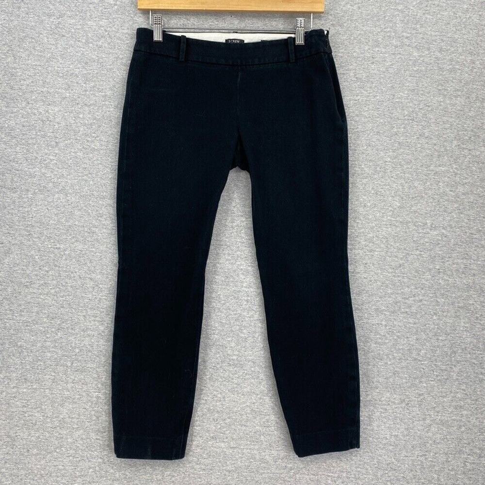 J Crew Pants Womens 2 Black Minnie Stretch Capri Side Zipper Flat Front Slacks